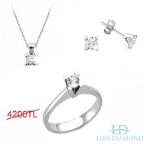 Lois Diamond PIRLANTA KÜPE KOLYE YÜZÜK SET TAKIM NO:8