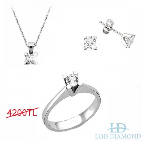 Lois Diamond PIRLANTA KÜPE KOLYE YÜZÜK SET TAKIM NO:8